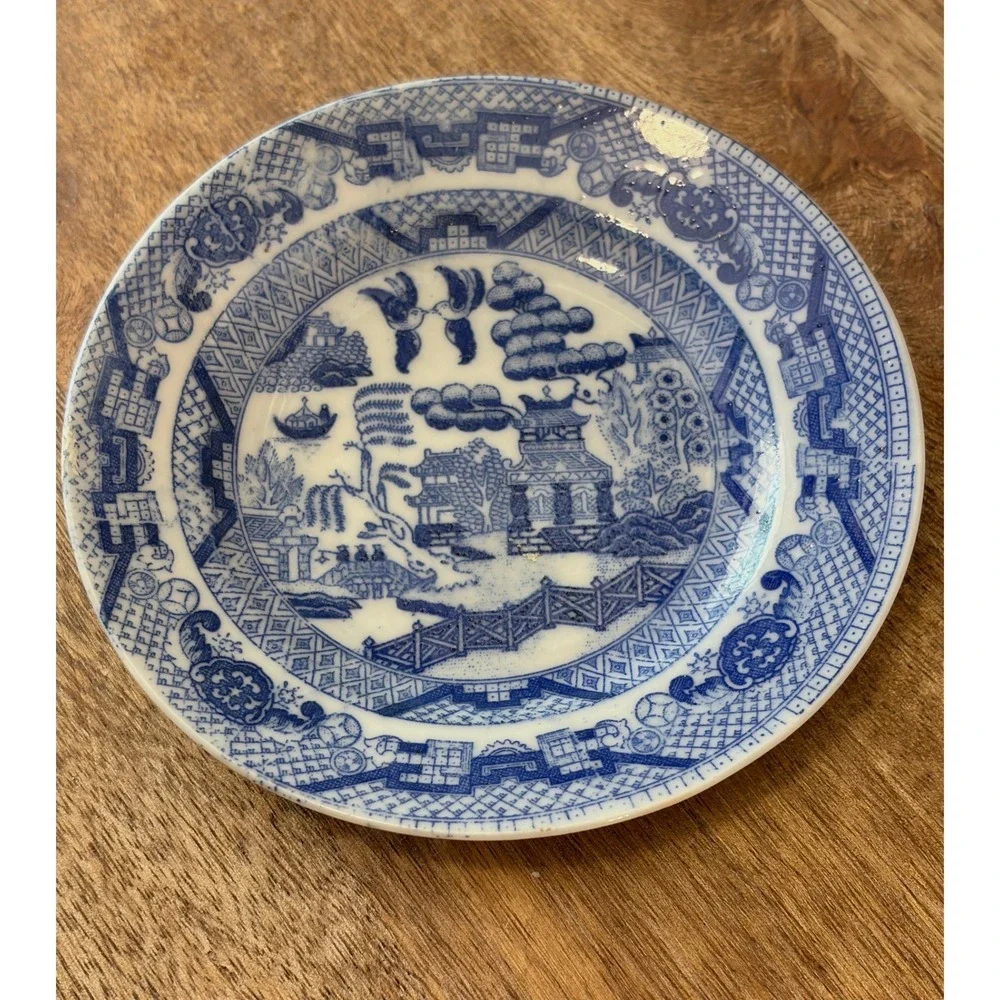 Vintage Blue Willow Saucer Made in Japan Cobalt Blue Transferware